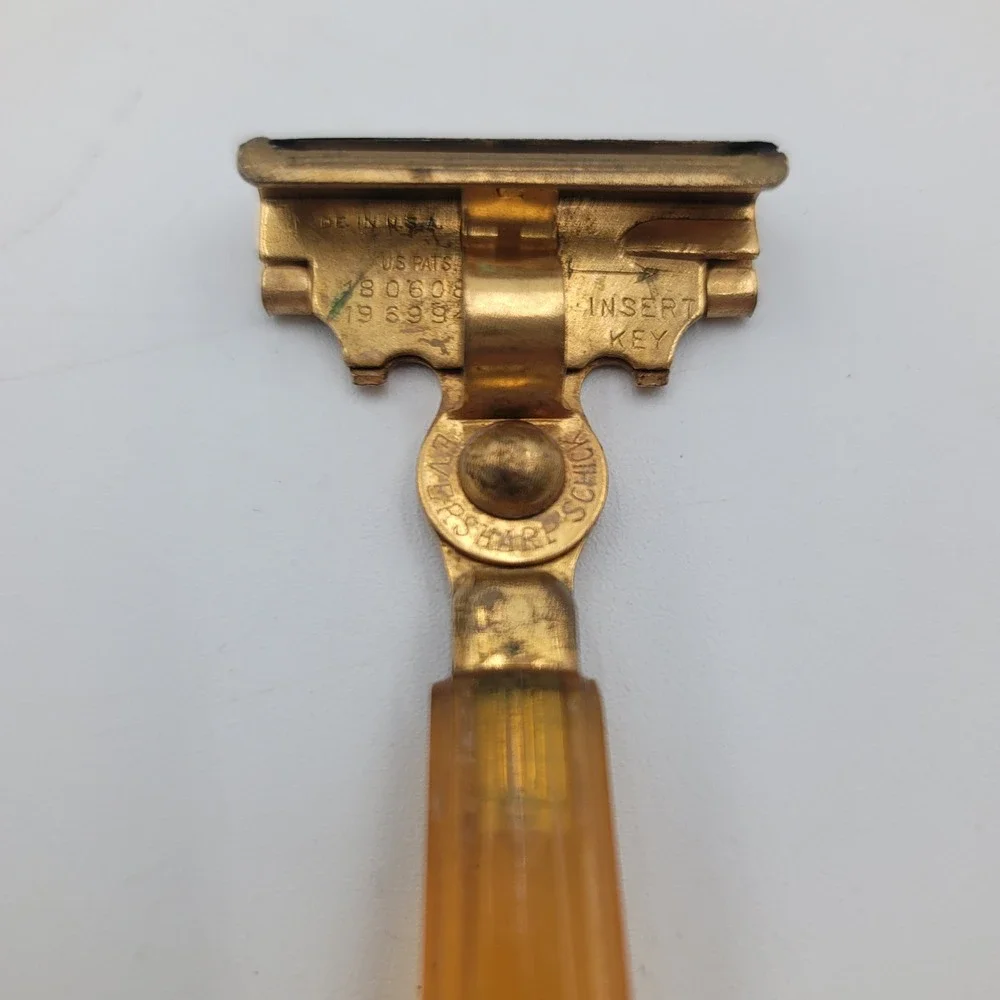 Vintage Schick Eversharp Injector Razors Set of 2 Amber Cream Bakelite Handles